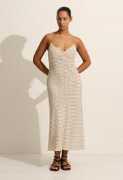 Low Back Slip Dress - Burgundy Polka Dot - Matteau